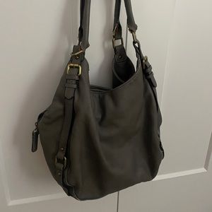 Gray Leather Like Material Bag